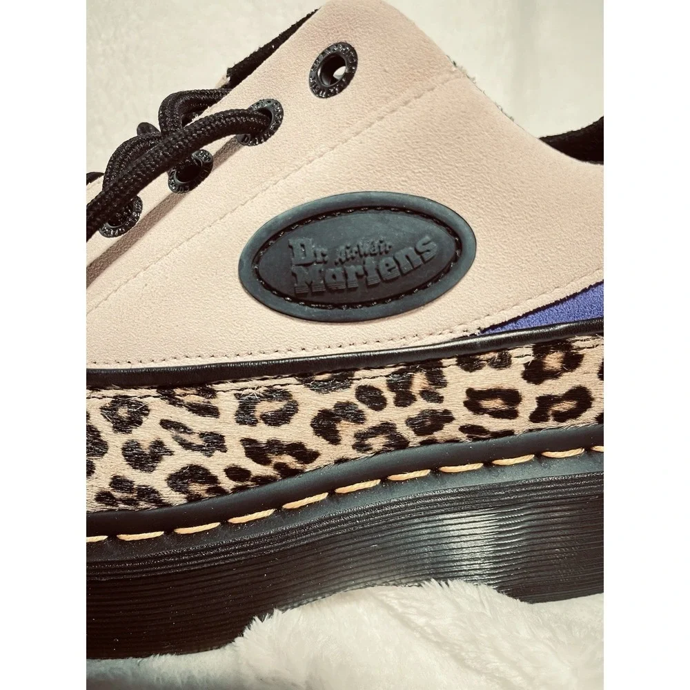 Dr. Martens Buzz 5-Eye Leopard Suede Platform Shoes in Powder Pink Size 8 NWT